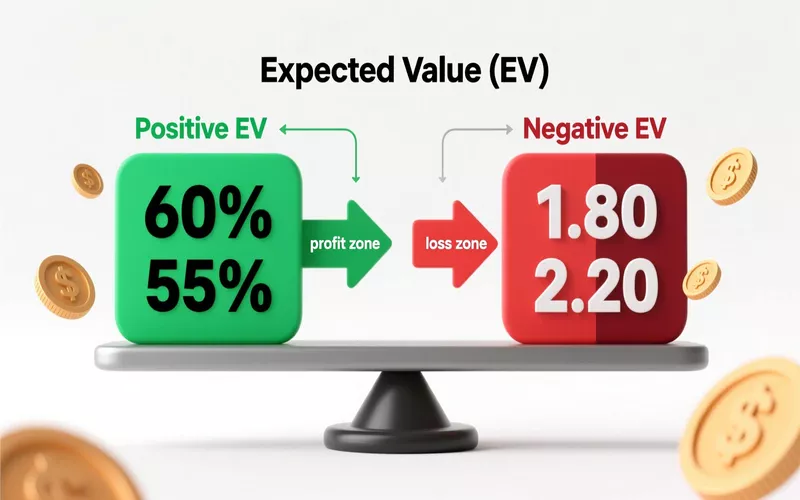 Expected value calculation visualization showing probability and odds relationship