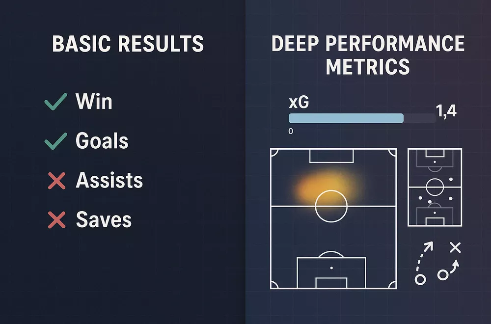 Football form analysis comparing basic win-loss records with detailed performance metrics and expected goals