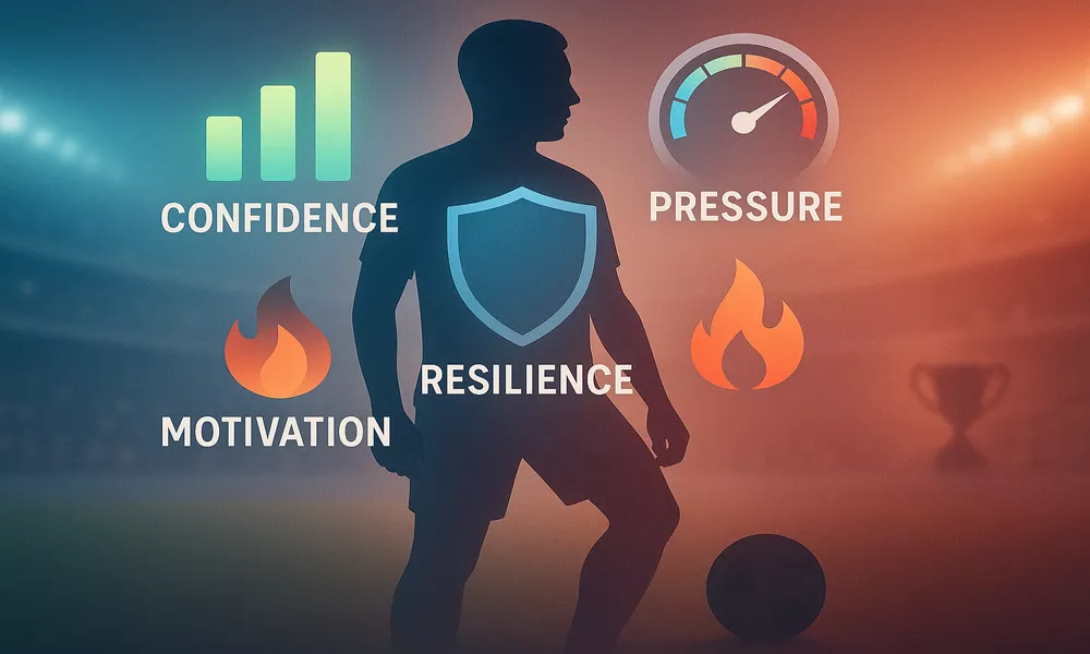 Psychological factors in sports betting showing mental pressure, confidence and motivation indicators