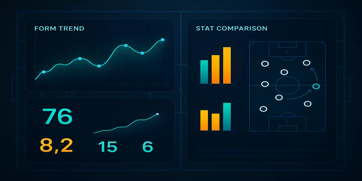 Team performance analysis dashboard showing football statistics and betting metrics